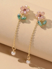 Boucles Doreilles Chaîne Boucles Doreilles Doublure En Or Décor De Fleurs Bijoux Femme