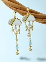 Boucles doreilles Chaînes blondes en alliage de zinc imitation perle percée bijoux pour femmes