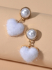 Boucles doreilles coeur Boucles doreilles pendantes blanches Bijoux femme