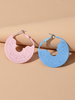 Boucles Doreilles Créoles Bleues Et Roses Creuses Bijoux Femme