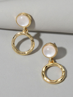 Boucles dOreilles Créoles Or Perle Décor Bijoux Femme