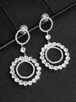 Boucles doreilles de mariage Argent Strass Plaqué Bijoux de Mariée Percé