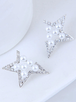Boucles doreilles de mariage en argent Stars Pearls Stud Boucles doreilles Bijoux de mariée