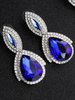 Boucles doreilles de mariage Plaqué Strass Bleu Bijoux de Mariage Percé