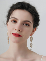 Boucles doreilles de mariage pour femmes strass percé gouttes conception poire pierre blonde bijoux de mariage