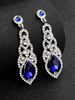 Boucles Doreilles De Mariage Pour Femmes Strass Poire Percé Bleu Royal Bijoux De Mariage