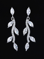 Boucles doreilles de mariée argent zircon cubique strass plaqué bijoux de mariée percé