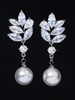 Boucles doreilles de mariée en argent plaqué zircon cubique bijoux de mariée percés