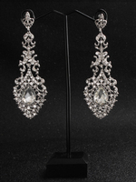 Boucles doreilles de mariée pour femmes Bijoux de mariage en argent percé en strass