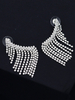 Boucles doreilles de mariée pour femmes Bijoux de mariée en argent percé en strass