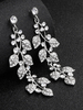 Boucles doreilles de mariée pour femmes Bijoux de mariée en argent percé en strass