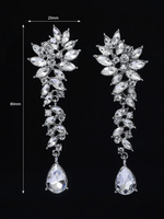 Boucles doreilles de mariée pour femmes strass gouttes percées Design Sliver bijoux de mariée