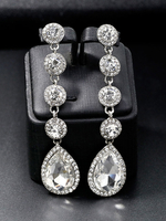 Boucles doreilles de mariée strass Bijoux de mariage percés en argent