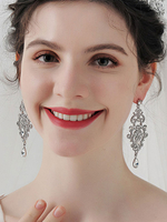 Boucles doreilles de mariée strass pour femmes gouttes percées design argent bijoux de mariée