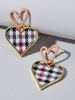 Boucles dOreilles Double Coeur Pied de Poule Femme Bijoux