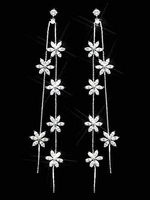 Boucles dOreilles Eblouissantes en Argent Boucles dOreilles Fleur Dangle Earrings