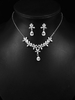 Boucles doreilles en argent Ensemble de bijoux de mariage Accessoires de mariée Cubic Zirconium