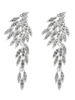 Boucles doreilles en argent mariage feuille strass perlé bijoux de mariée