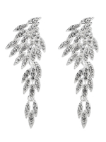 Boucles doreilles en argent mariage feuille strass perlé bijoux de mariée