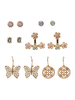 Boucles doreilles Ensemble Fleurs Blondes Cristal Papillon Métal Percé Bijoux Femme