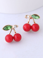 Boucles doreilles Femme Strass Rockabilly Cerise Rouge Pierced Stud