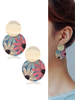 Boucles doreilles femmes Boucles doreilles pendantes en métal avec motif Glod Print Metal