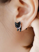 Boucles doreilles mignonnes Stud Earrings Beaded Kitten Boucles doreilles en alliage pour femme