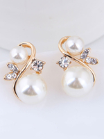 Boucles doreilles Métal blond brillant strass percé bijoux pour femmes