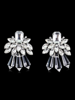 Boucles doreilles nuptiales en argent strassées Bijoux de mariage percés