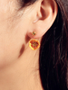 Boucles dOreilles Orange Métal Fleur Percée Femme Bijoux