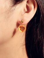 Boucles dOreilles Orange Métal Fleur Percée Femme Bijoux