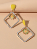 Boucles dOreilles Pendantes Boucles dOreilles Eblouissantes Fleur en Cristal Jaune