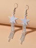 Boucles doreilles pendantes Chaîne Étoile Argentée Bijoux Femme