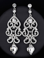 Boucles doreilles pendantes en argent des années 1920 Vintage Flapper strass lustre déclaration boucles doreilles