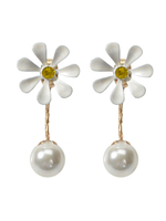 Boucles Doreilles Pendantes Fleurs Blanches Perle Bijoux Femme