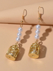 Boucles doreilles pendantes or perle cage à oiseaux découpées bijoux pour femmes
