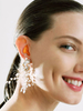 Boucles doreilles Perles blanches Métal Percé Bijoux Femme