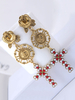 Boucles doreilles pour femmes Boucles doreilles pendantes en argent avec fleur en métal crucifix en strass rétro