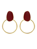 Boucles dOreilles Red Cut Out Metal Non Stone Pierced Femme Bijoux