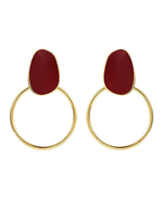 Boucles dOreilles Red Cut Out Metal Non Stone Pierced Femme Bijoux