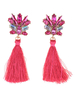 Boucles dOreilles Rose Ceinture Frange Strass Bohème Percé