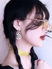 Boucles doreilles Steampunk Lolita Boucles doreilles en argent Bijoux Lolita en métal Déguisements Halloween
