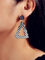 Boucles doreilles triangle Motif Checker Femme Bijoux