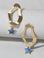 Boucles dOreilles Wavy Hoop Star Dangle Femme Bijoux