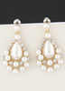 Boucles d’oreilles pendantes de mariage métallique blanc fausse perle