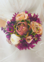Bouquet de mariée Bridal fleur Bouquet ruban soie de fleur lié à la main