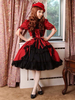 Bourgogne en couches robe Lolita gothique en coton pour femmes Déguisements Halloween
