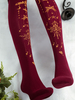 Bourgogne Lolita Collant Ange Croix Dorure Lolita Velours Stocking Déguisements Halloween