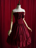 Bourgogne Lolita Robe Bow dentelle sans bretelles robe de coton Déguisements Halloween