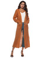 Bourgogne Pulls Cardigans femmes manches longues col V Maxi Cardigan